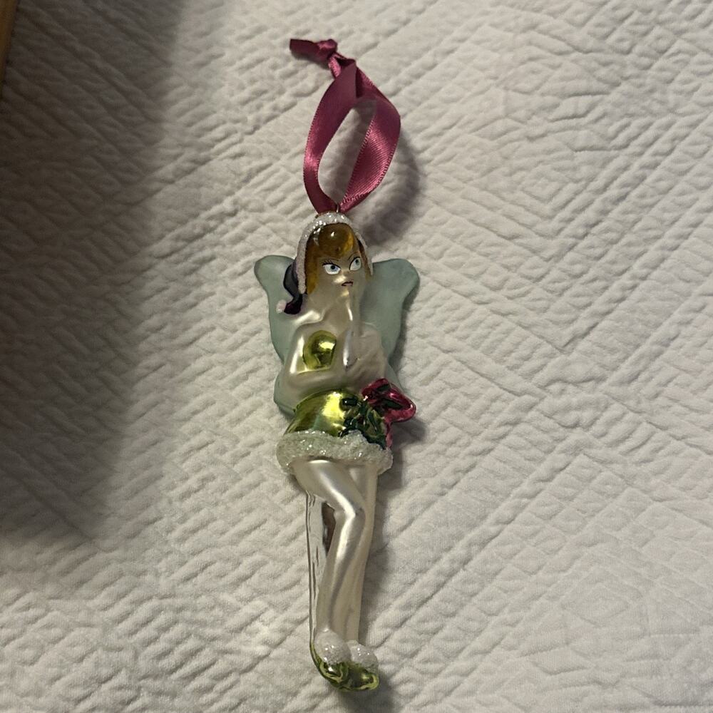 Disney Tinker‎ Bell 5" Blown Glass Christmas Ornament Disney